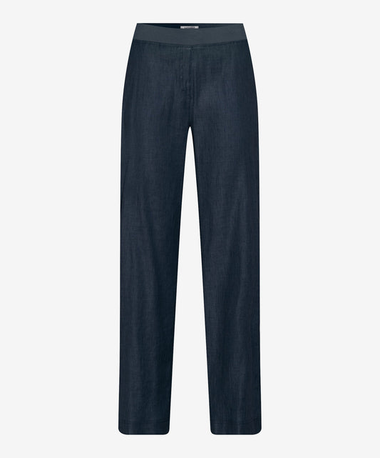 Gina Bacconi Navy Brax Pam Linen Stretch Wide Leg Culotte