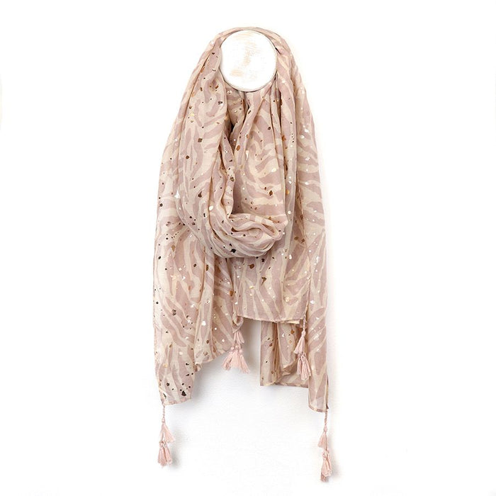 Pastel mink and zebra print and metallic scarf