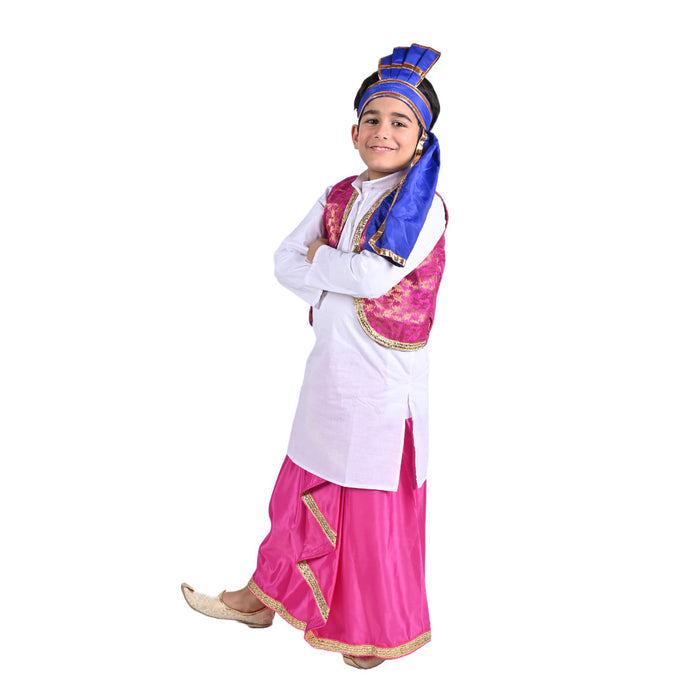 Punjabi Folk Dress in Pink For Boys - Kids Fancy Dress (IMC579-PUNJB6)