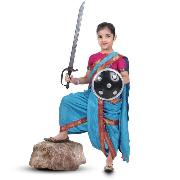 Rani Laksmi Bai Costume Dress For Girls With Complete Accessories Kids Freedom Fighter Costume