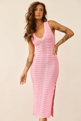 Starting Line Knit Midi Dress - Pink