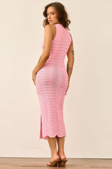 Starting Line Knit Midi Dress - Pink