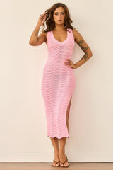 Starting Line Knit Midi Dress - Pink