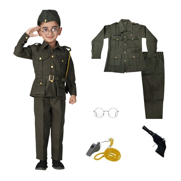 Subhash Chandra Bose Costume Dress for Kids Boys Freedom Fighter&amp;National Hero Kids Fancy Dress Costume