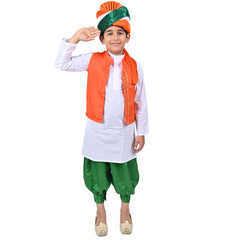 Tricolor Dress For Republic Day/ Independence Day - Tricolour Costume Kurta Jacket Set for Kids