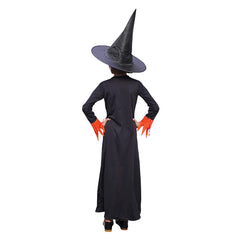 Witch Costume Dress for Kids Girls Set of 2(Gown,Hat) Halloween Fancy Dress